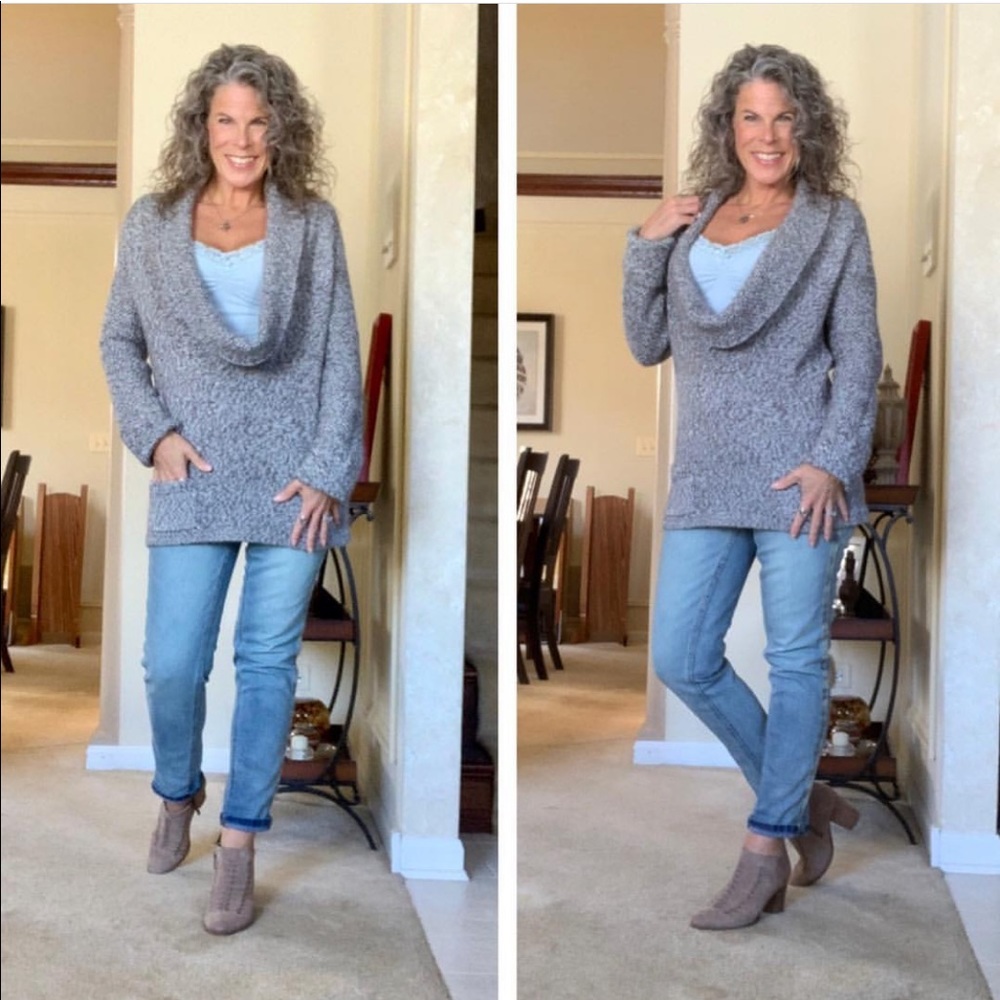 Design 365 wool blend drop cowl neck sweater